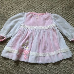 Vintage Toddler Girls Ruth Of Carolina Pink White Checkered Floral dress